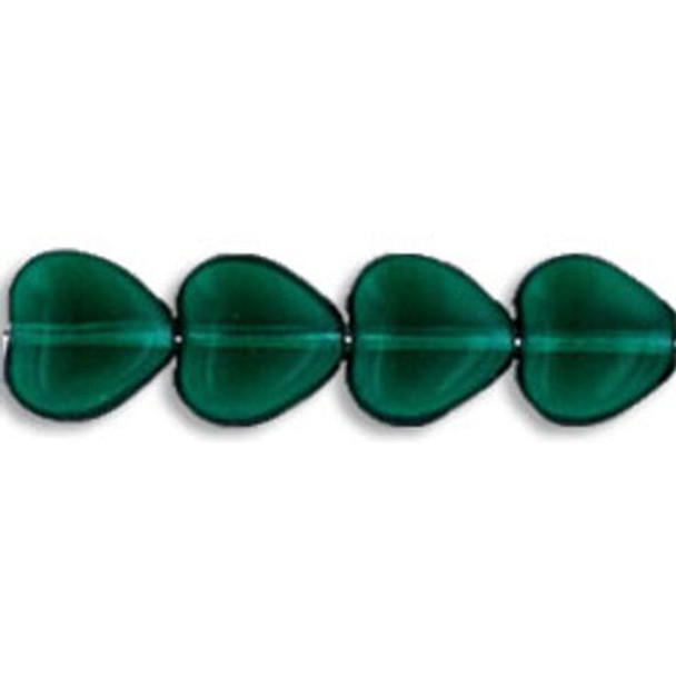 Heart Czech Glass Beads 10x10mm EMERALD