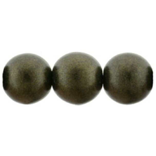 Czech Glass 8mm Round Druk Beads METALLIC SUEDE DARK GREEN