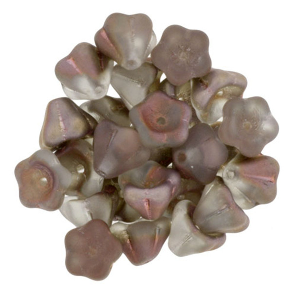 Bell Flower Czech Glass Beads 8x6mm MATTE APOLLO GOLD