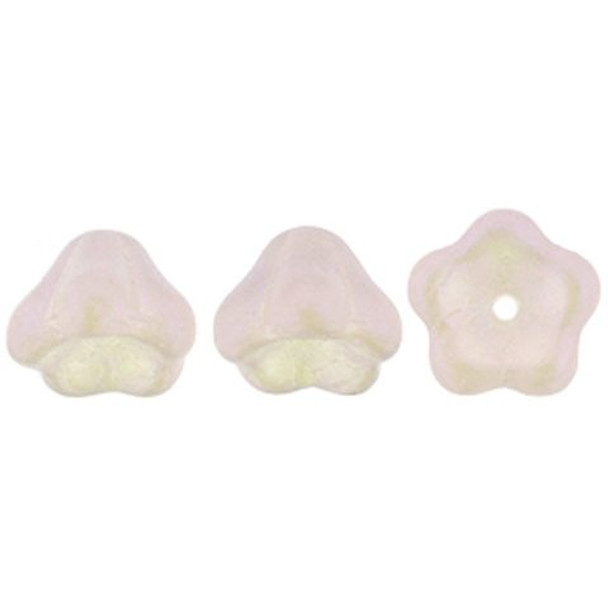 Bell Flower Czech Beads 8x6mm OPALESCENT MILKY PINK