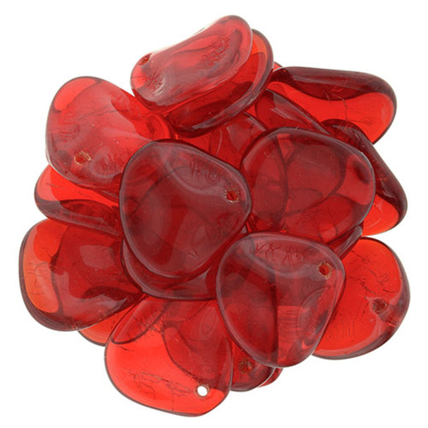 Rose Petal Czech Glass Beads 14x13mm SIAM RUBY