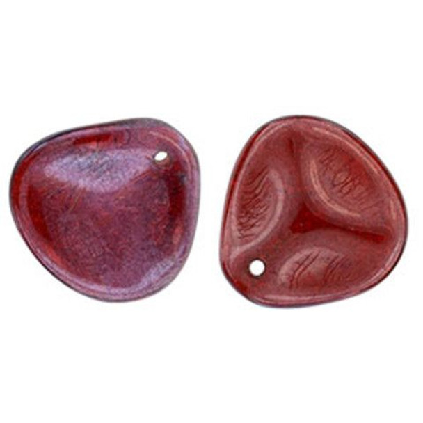 Rose Petal Czech Beads 14x13mm SIAM RUBY VEGA