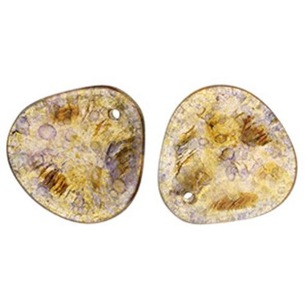 Rose Petal Czech Beads 14x13mm ROSALINE BRONZE PICASSO