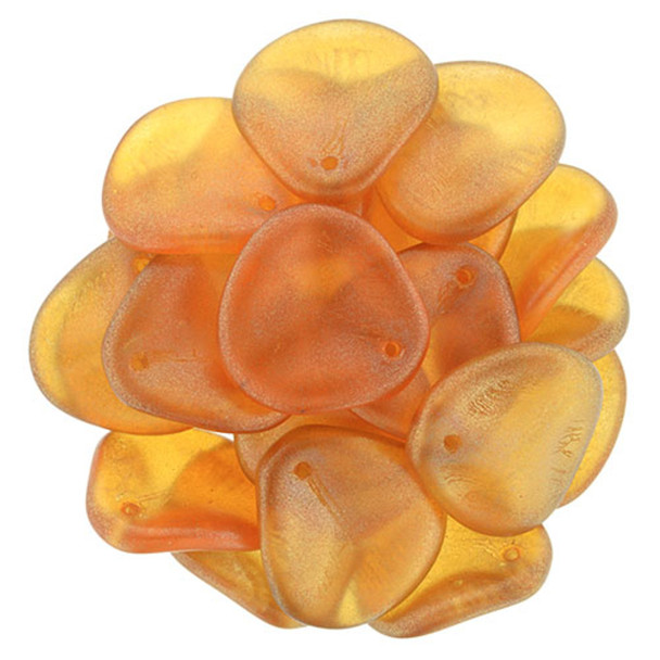 Rose Petal Czech Glass Beads 14x13mm HALO SANDALWOOD