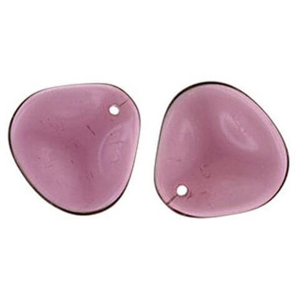 Rose Petal Czech Beads 14x13mm FUCHSIA