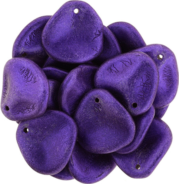 Rose Petal Czech Glass Beads 14x13mm OPALESCENT PURPLE