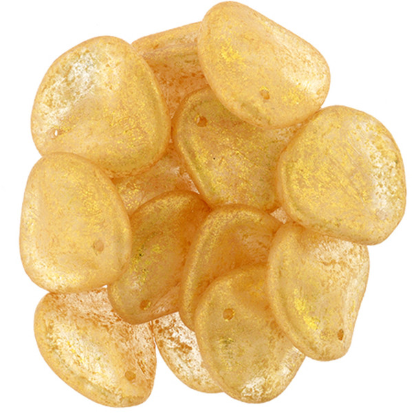 Rose Petal Czech Glass Beads 14x13mm HONEY SHIMMER CRYSTAL