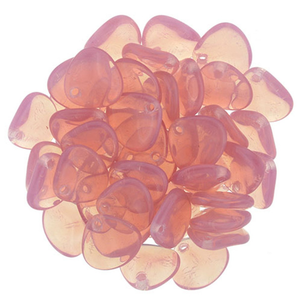 Rose Petal Czech Glass Beads 8x7mm MILKY PINK