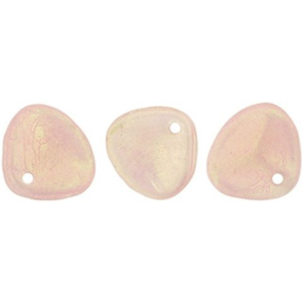 Rose Petal Czech Beads 8x7mm SUEDED OLIVE MILKY PINK