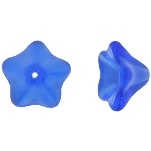 Trumpet Flower Czech Glass Beads 8x5mm SAPPHIRE