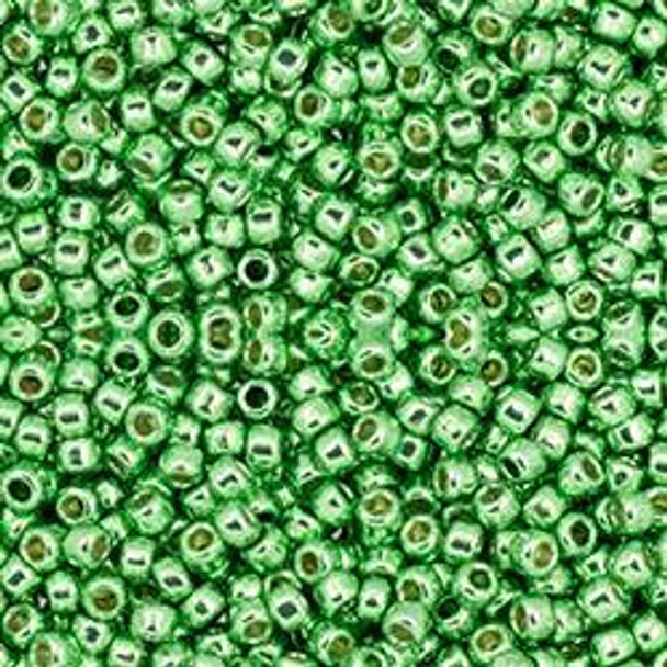 Toho ROUND 11/0 Seed Beads PERMAFINISH GALVANIZED GREEN APPLE