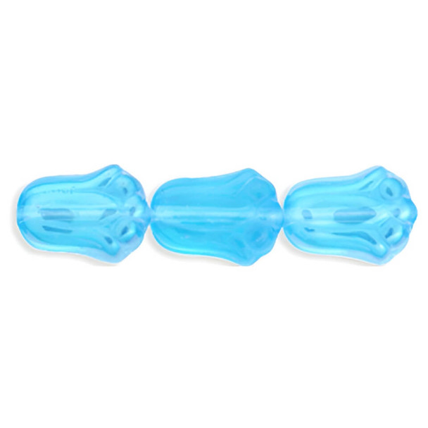 Tulip Flower Czech Glass Beads 12x8mm LUSTER IRIS AQUAMARINE