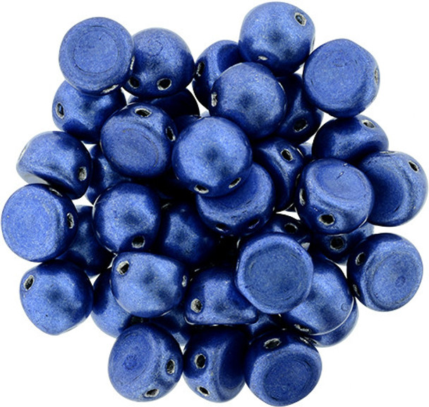 2-Hole Cabochon Beads SATURATED METALLIC NAVY PEONY