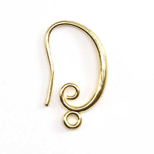 Ear Wire French Hook w/loop 19x11mm KC Gold Plated