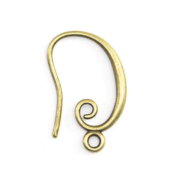 Ear Wire French Hook w/loop 19x11mm Antique Bronze (5 pair)