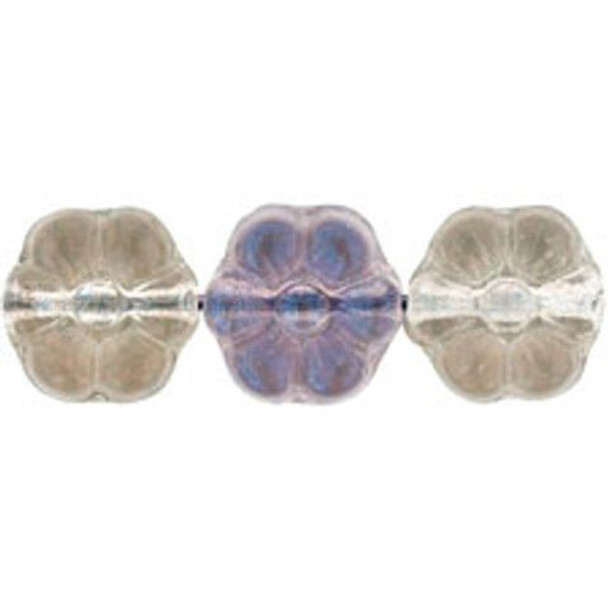 Flower Czech Glass Beads 8x4mm LUSTER IRIS BLACK DIAMOND