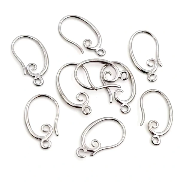 Ear Wire French Hook w/loop 19x11mm Silver Plated (5 pair)