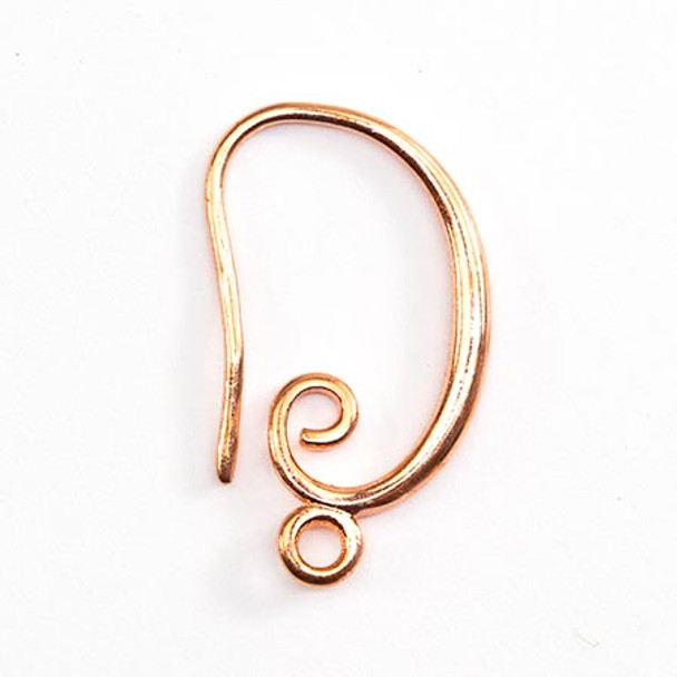 Ear Wire French Hook w/loop 19x11mm Rose Gold Plated (5 pair)