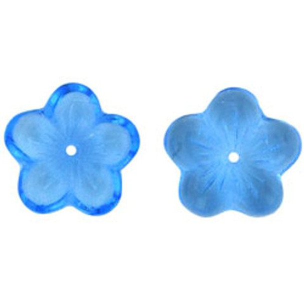 Flat Flower Czech Glass Beads 16x4mm MED SAPPHIRE