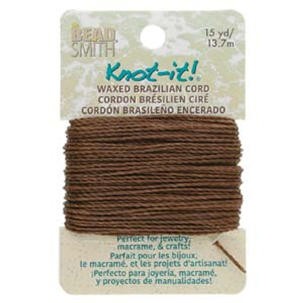 Knot It Waxed Brazilian Polyester Cord BROWN-15 Yards