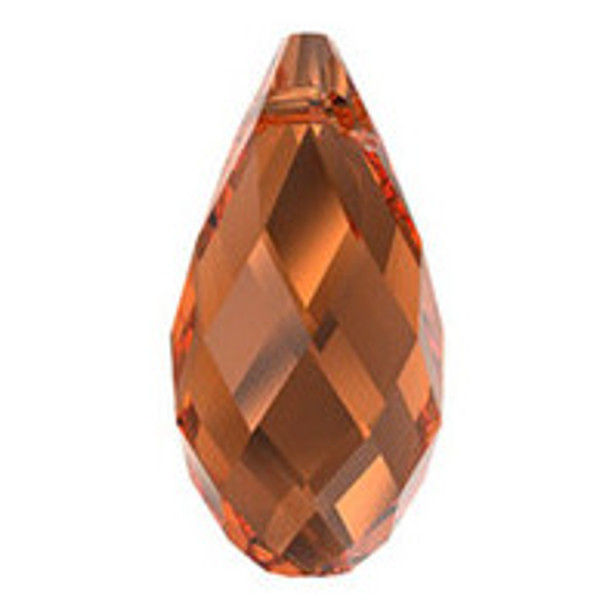 ELITE Eureka Crystal Briolette Pendant 13x6.5mm SMOKED AMBER