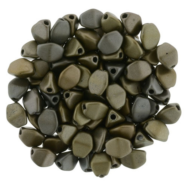 PINCH Czech Glass Beads 5x3mm MATTE METALLIC LEATHER