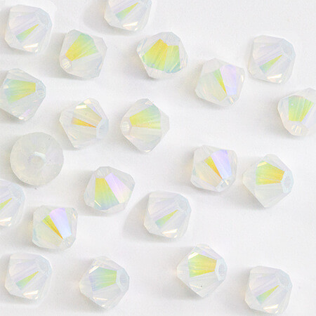 Swarovski Crystal Bicone Bead 4mm WHITE OPAL SHIMMER 2X 5328