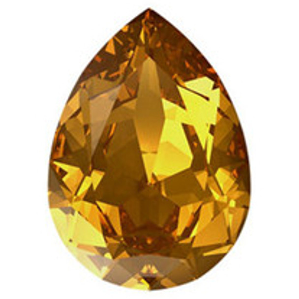 ELITE Eureka Crystal Pear Fancy Stone 18mm GOLDEN TOPAZ 4320