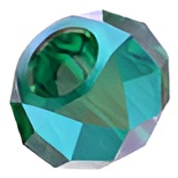 ELITE Eureka Crystal Briolette Bead XL Hole 6mm EMERALD SHIMMER 2X 5042