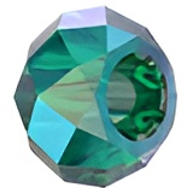 ELITE Eureka Crystal Briolette Bead XL Hole 6mm EMERALD SHIMMER 2X 5042