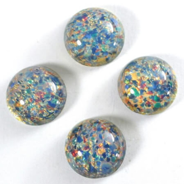 Czech Glass Round Cabochon 15mm BLUE OPAL