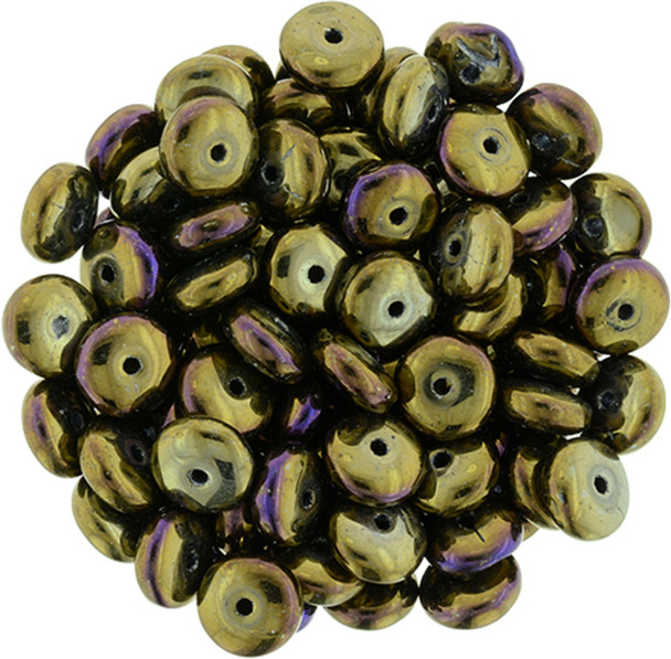 Czech Glass Beads Rondelle Disc IRIS BROWN 6mm