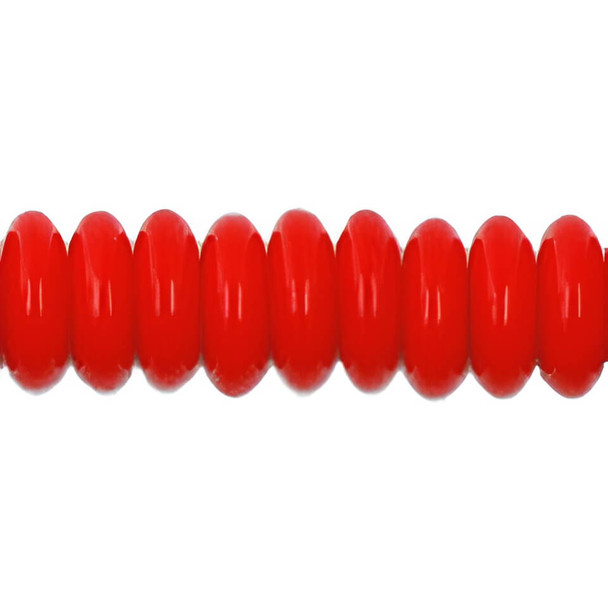 Czech Glass Beads Rondelle Disc OPAQUE RED 6mm