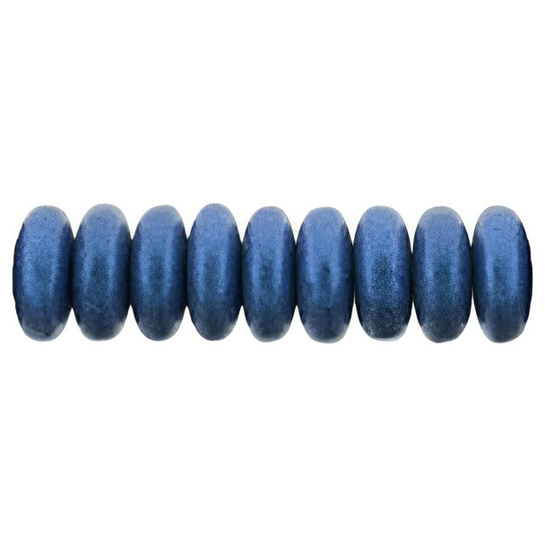 Czech Glass Beads Rondelle Disc METALLIC SUEDE BLUE