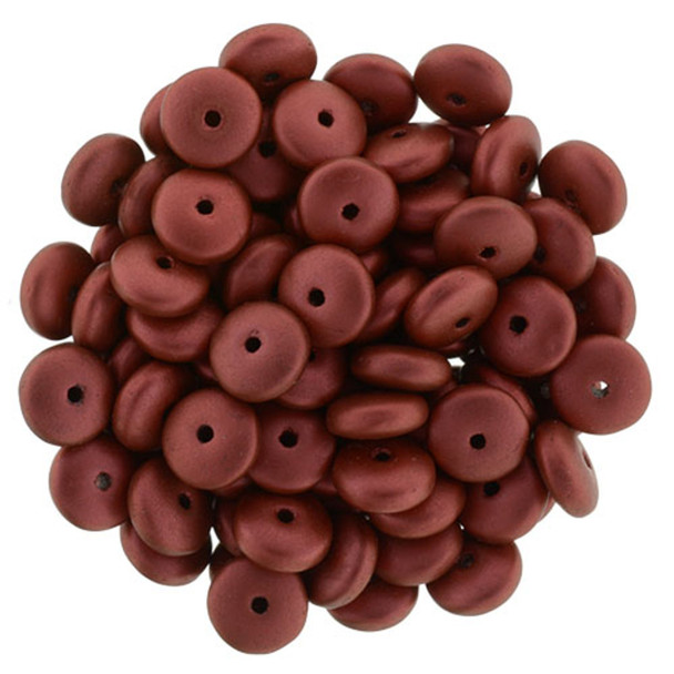 Czech Glass Beads Rondelle Disc MATTE METALLIC LAVA 6mm