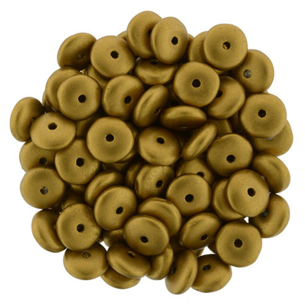 Czech Glass Beads Rondelle Disc MATTE METALLIC ANTIQUE GOLD 6mm