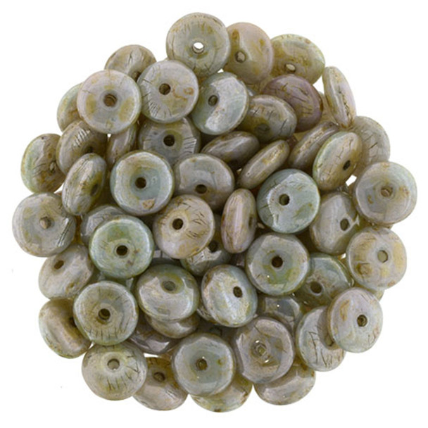Czech Glass Beads Rondelle Disc ULTRA LUSTER OPAQUE GREEN 6mm