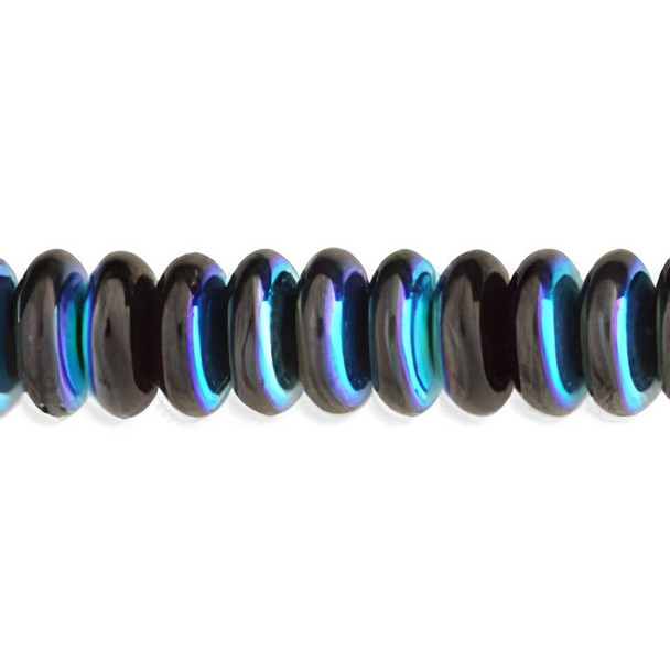 Czech Glass Beads Rondelle Disc JET AB 6mm