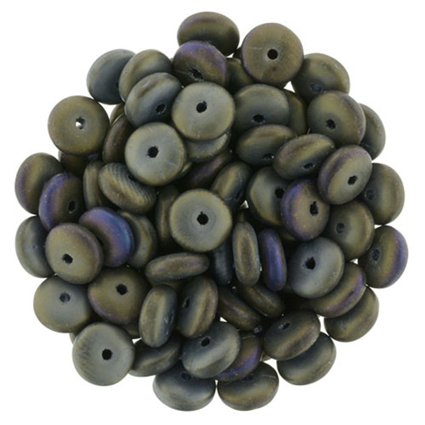 Czech Glass Beads Rondelle Disc MATTE IRIS BROWN 6mm