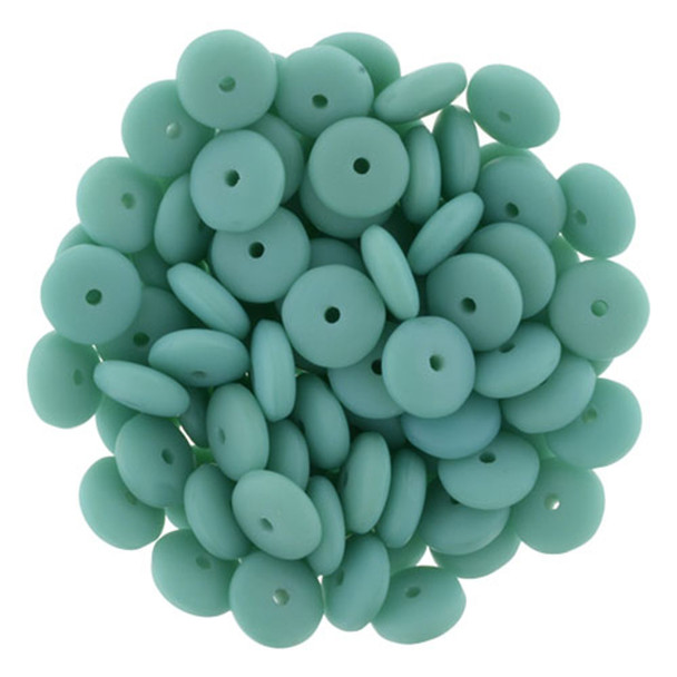 Czech Glass Beads Rondelle Disc MATTE TURQUOISE