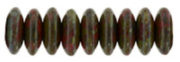 Czech Glass Beads Rondelle Disc OPAQUE RED PICASSO