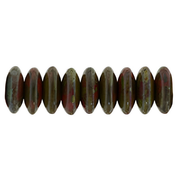 Czech Glass Beads Rondelle Disc OPAQUE RED PICASSO