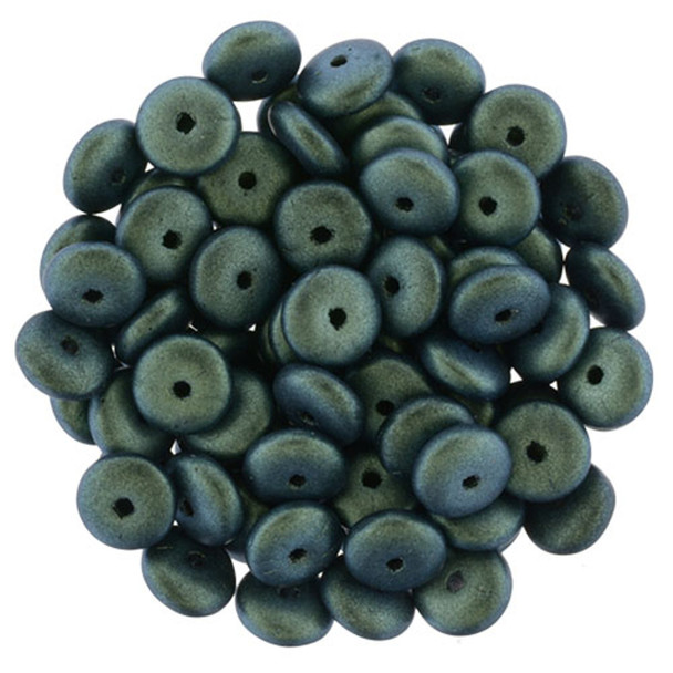 Czech Glass Beads Rondelle Disc POLYCHROME AQUA TEAL 6mm