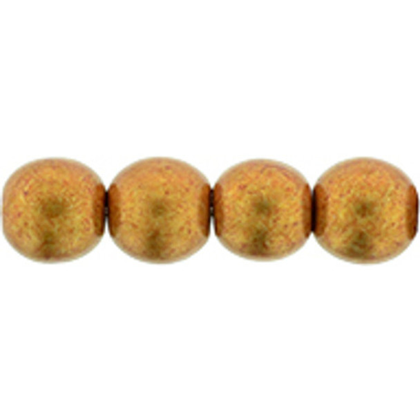 Czech Glass 6mm Druk Beads SATURATED METALLIC RUSSET FLAME