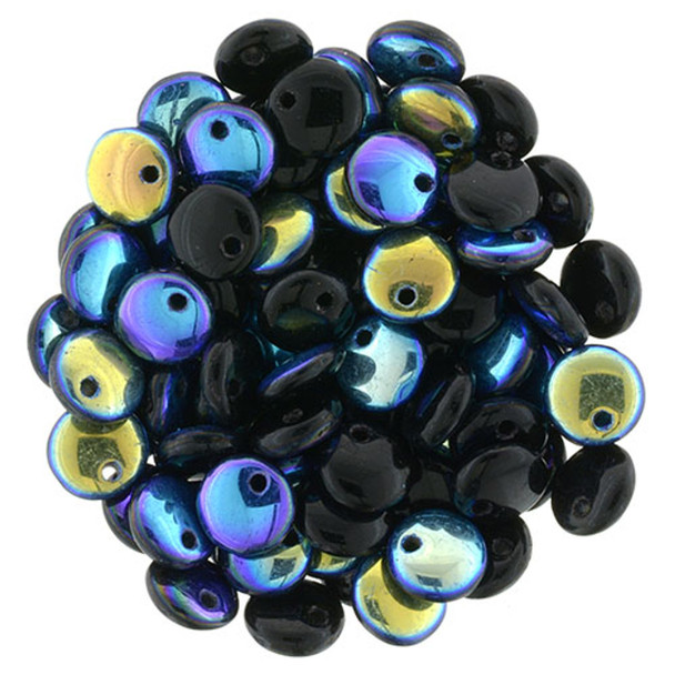 Czech Glass Lentil Beads JET AB 6mm