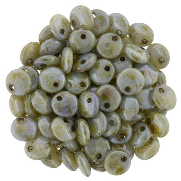 Czech Glass Lentil Beads LUSTER OPAQUE GREEN 6mm