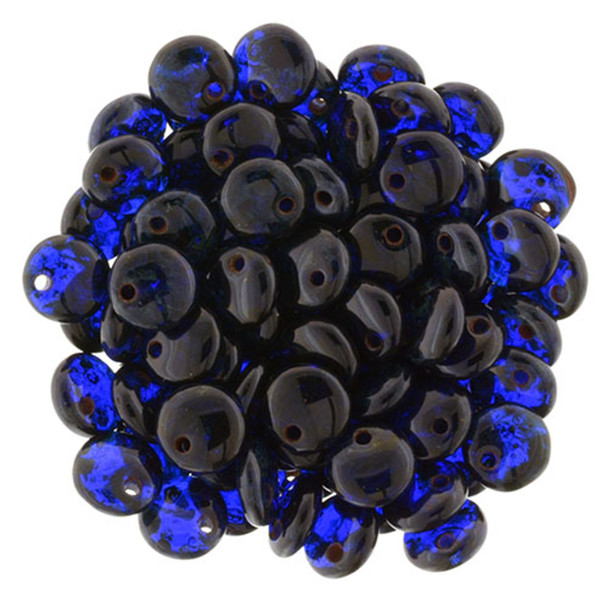 Czech Glass Lentil Beads COBALT PICASSO 6mm
