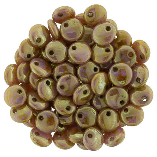 Czech Glass Lentil Beads LUSTER OPAQUE ROSE GOLD TOPAZ 6mm