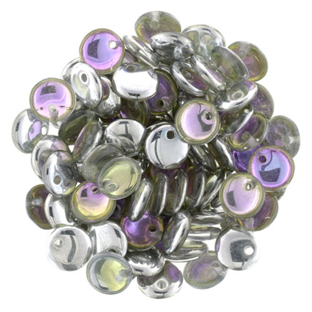 Czech Glass Lentil Beads SILVER PINK CRYSTAL 6mm