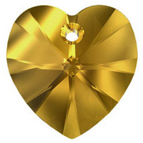 Swarovski Crystal Heart Pendant 14mm GOLDEN TOPAZ 6228